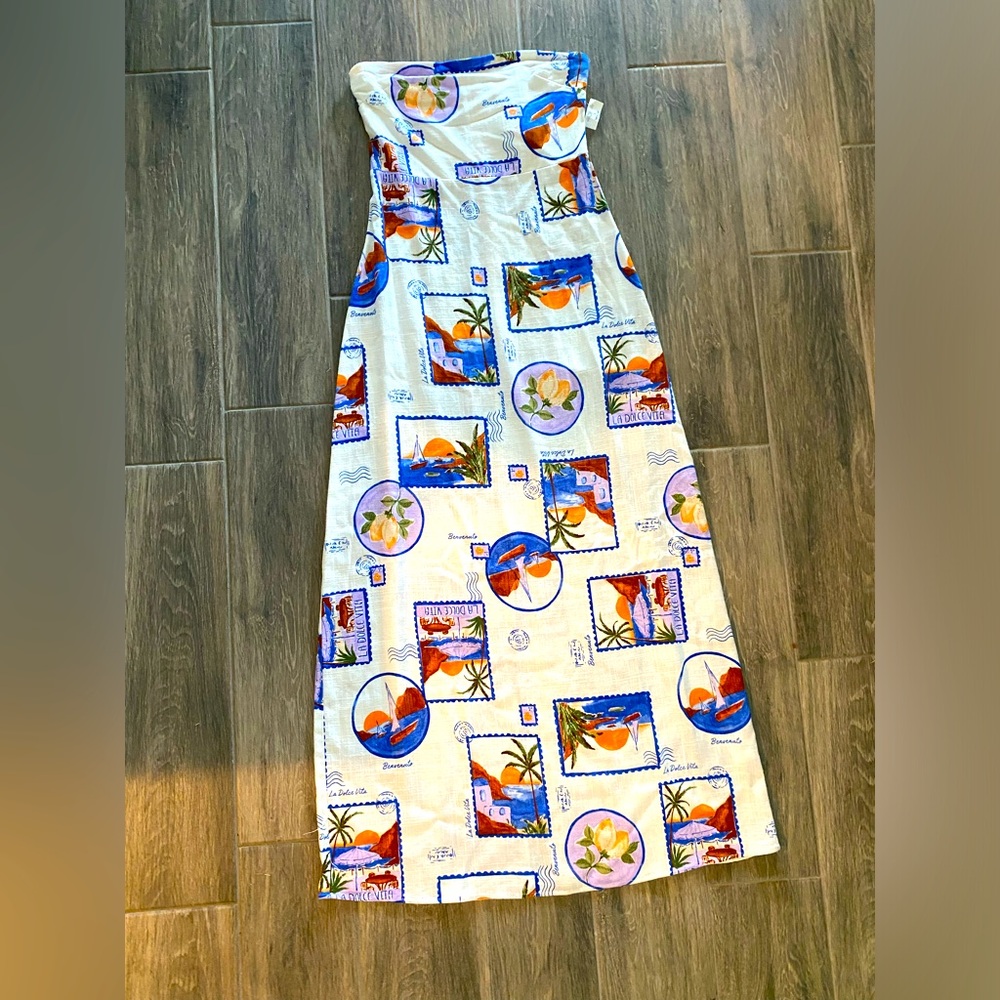 NWT Paper Heart  linen blend Italian postcard dress - S 🛫